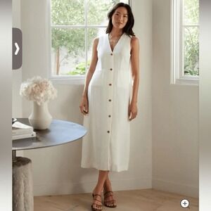 Jenni Kayne Callan Linen Midi Dress Ivory XS